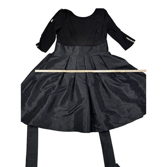 Simply Liliana Black Dress W/ Satin Skirt & Beaded Sleeve Detail Size 10 Womens - Picture 8 of 11